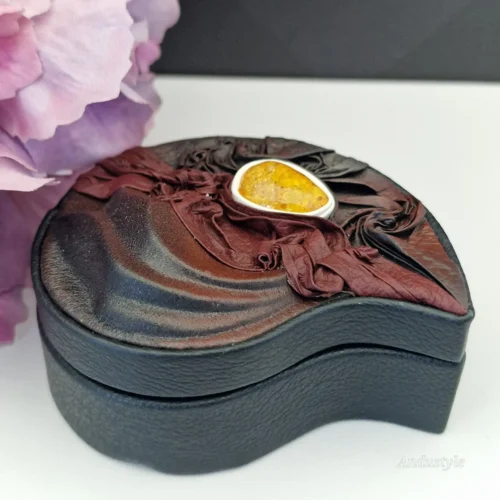 Amber Leather Jewelry BoxB ALT - Amber Leather Jewelry BoxB