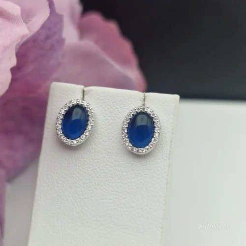 ALT - Earrings Navy Blue Eye with a Zirkon Ribbon