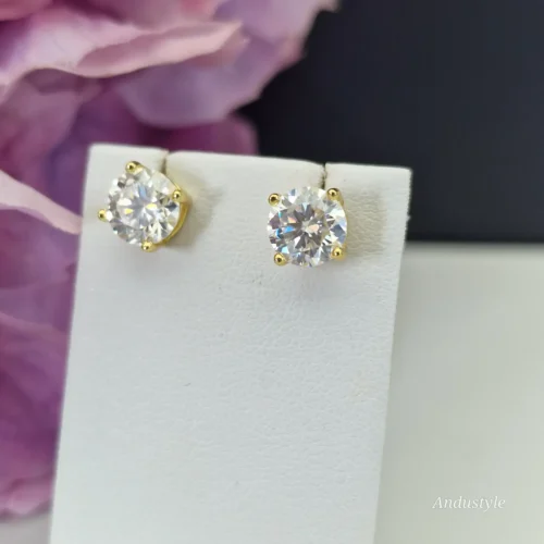 Earrings Round Moissanite (1) ALT - Earrings Round Moissanite (1)