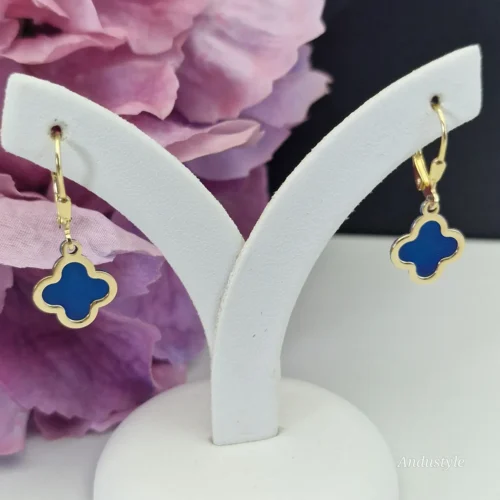 Earrings Titanium Blue Clover (1) (1) ALT - Earrings Titanium Blue Clover (1) (1)