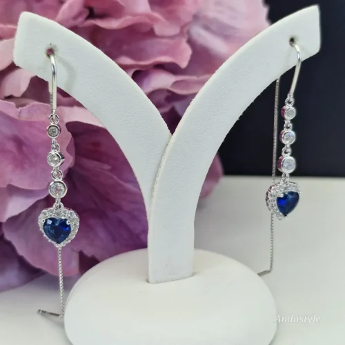 ALT - Earrings heart with blue zirkon0,