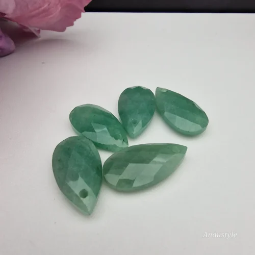 ALT - Faceted Teardrop Stone Bead - Green Aventurine