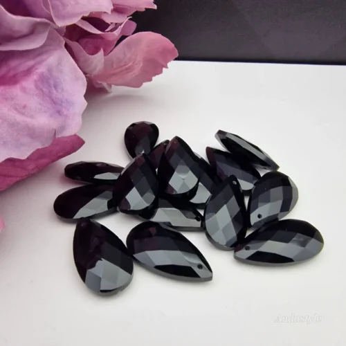 ALT - Faceted Teardrop Stone Bead - Onyx