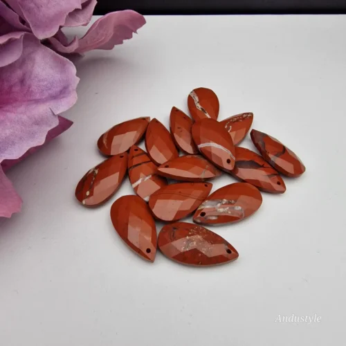 ALT - Faceted Teardrop Stone Bead - Red Jasper