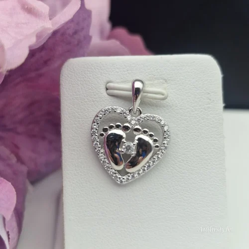 Pendant Heart with Baby Foot ALT - Pendant Heart with Baby Foot