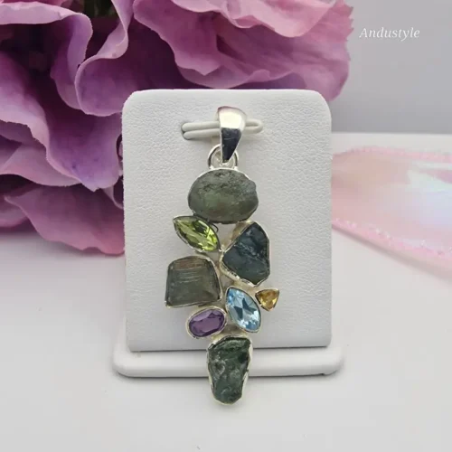ALT - Pendant with peridot, topaz, cytryn, ametyst, moldavite