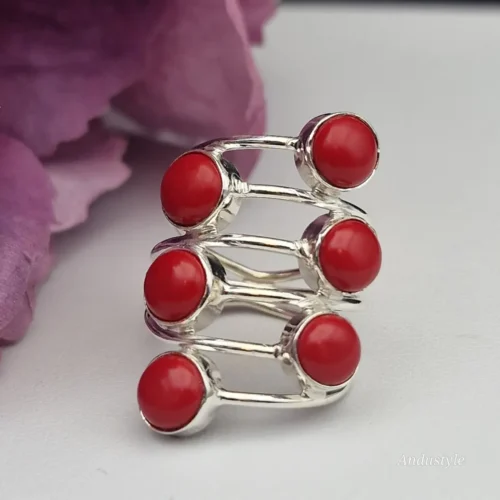 Ring with Natural Stone (7) koral ALT - Ring with Natural Stone (7) koral