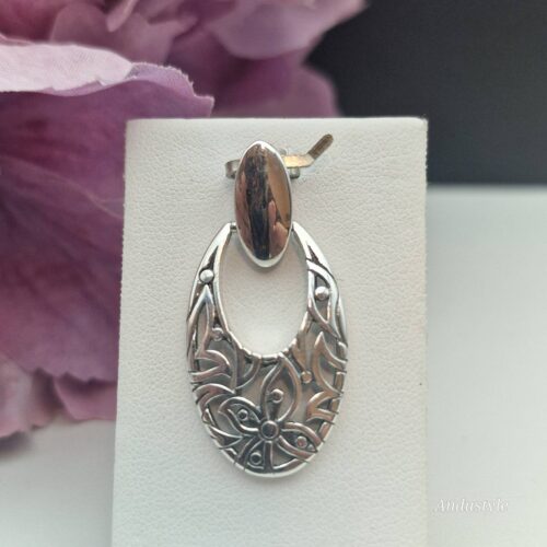 ALT - Silver Oval Pendant – Floral